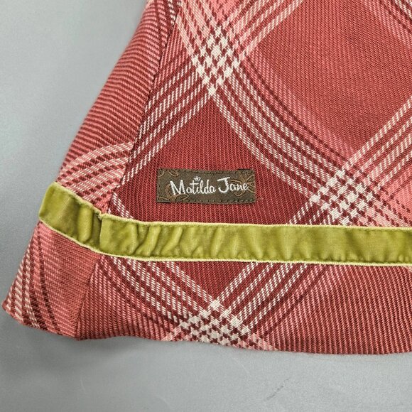 MATILDA JANE You & Me Plaid Overall Suspender Skirt Dress Pink Green Red Size 8 - Picture 8 of 9